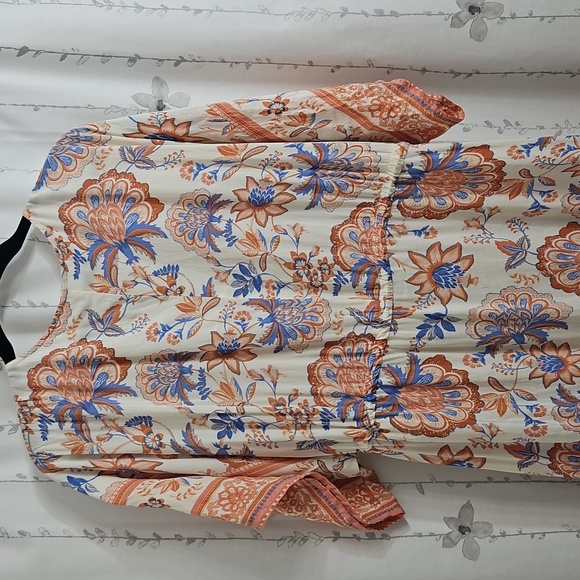 Ces Femme Floral Maxi Dress - Coral,Cream and Blue¹ - Picture 5 of 6